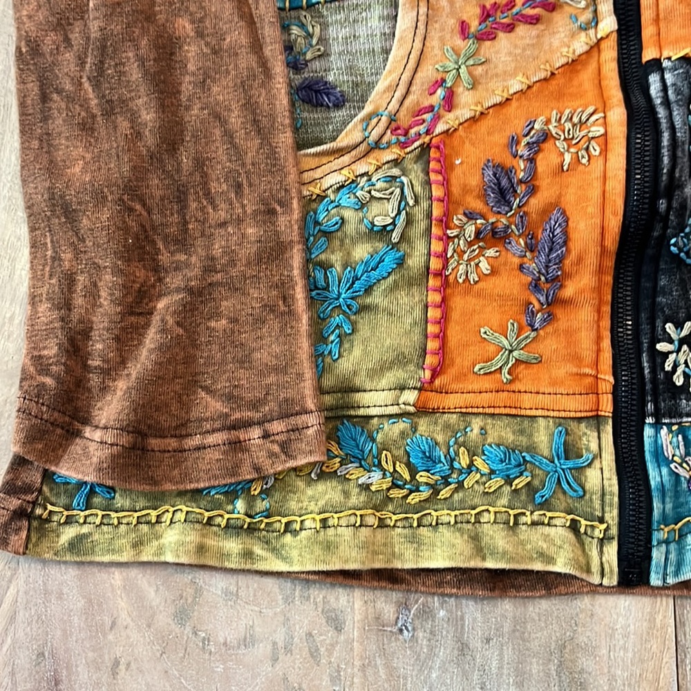 Rising International Patchwork Zip Up Hoodie In B… - image 5